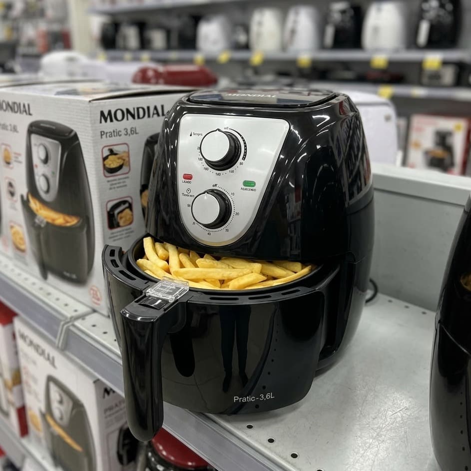 Fritadeira Elétrica Air Fryer Mondial Pratic AF-36 3,6L 1500W Preta com Inox